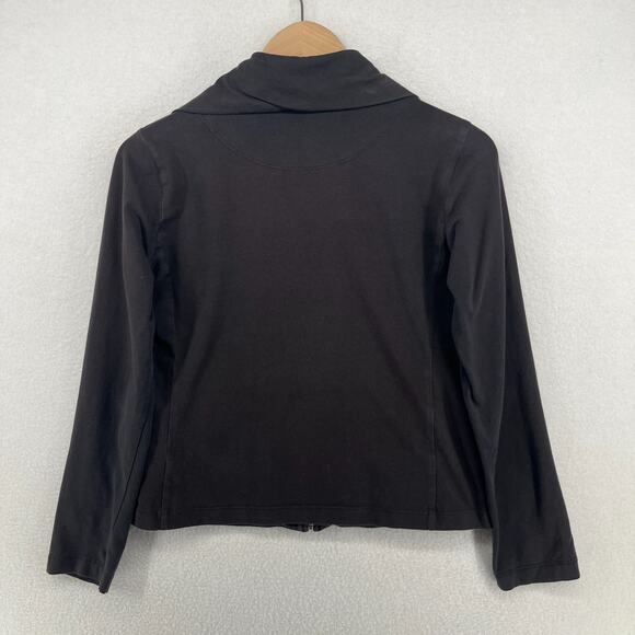 EILEEN FISHER Jacket PP Organic Cotton Stretch Jersey Track Full Zip Black USA - Picture 2 of 12